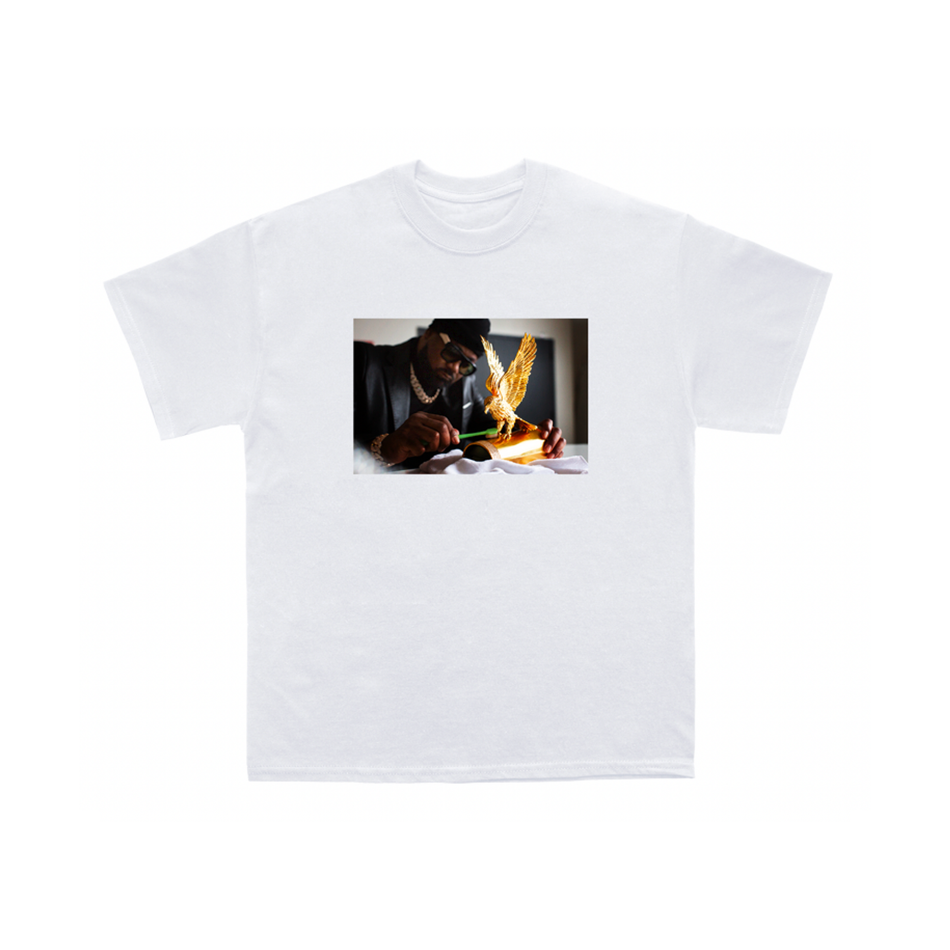 Ghostface Killah w/ Gold Eagle - "Set The Tone" - White T-Shirt