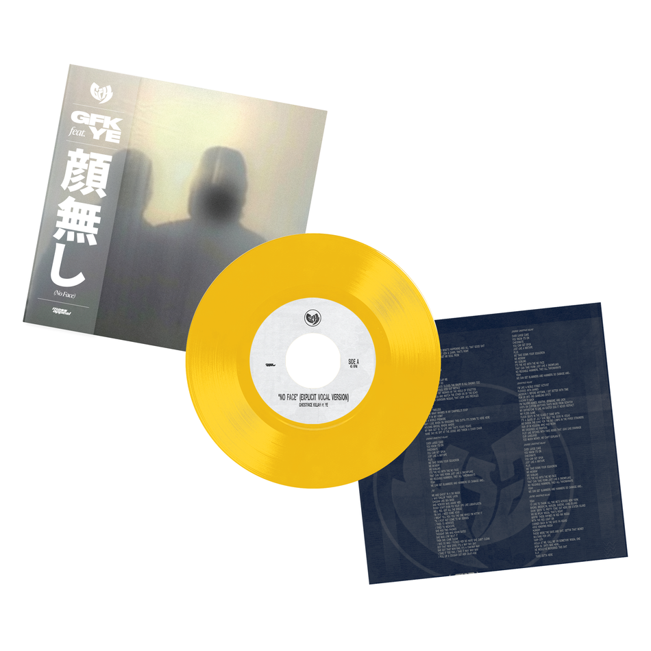 Ghostface Killah ft YE "No Face" 7" Vinyl Single - Standard Yellow Version w / Obi Strip