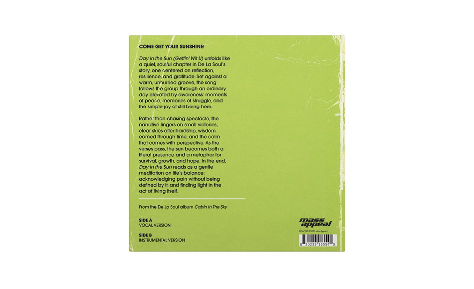 De La Soul - Day In The Sun (Gettin' Wit U) ft Q-Tip & Yummy Bingham - Sunburst Splatter 7" Vinyl